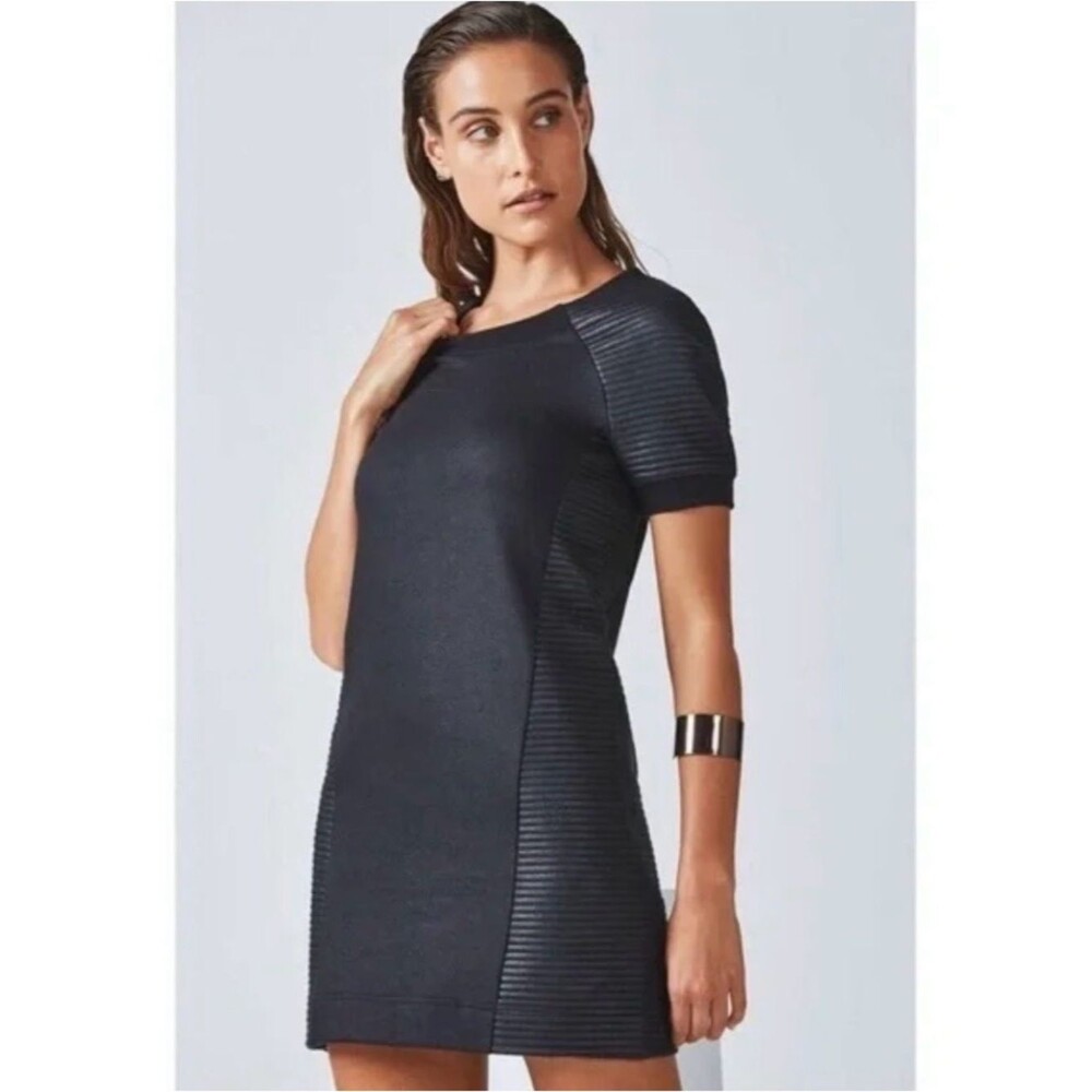 Fabletics Black Brenna Short Sleeve Sweatshirt Shift Dress Size M